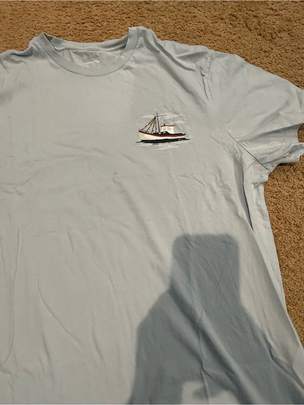 J crew Light Blue T-Shirt with Boat Graphic Mens